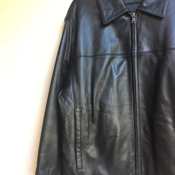 Men's Keneth Cole Black Leather Jacket - Picture 5 of 8